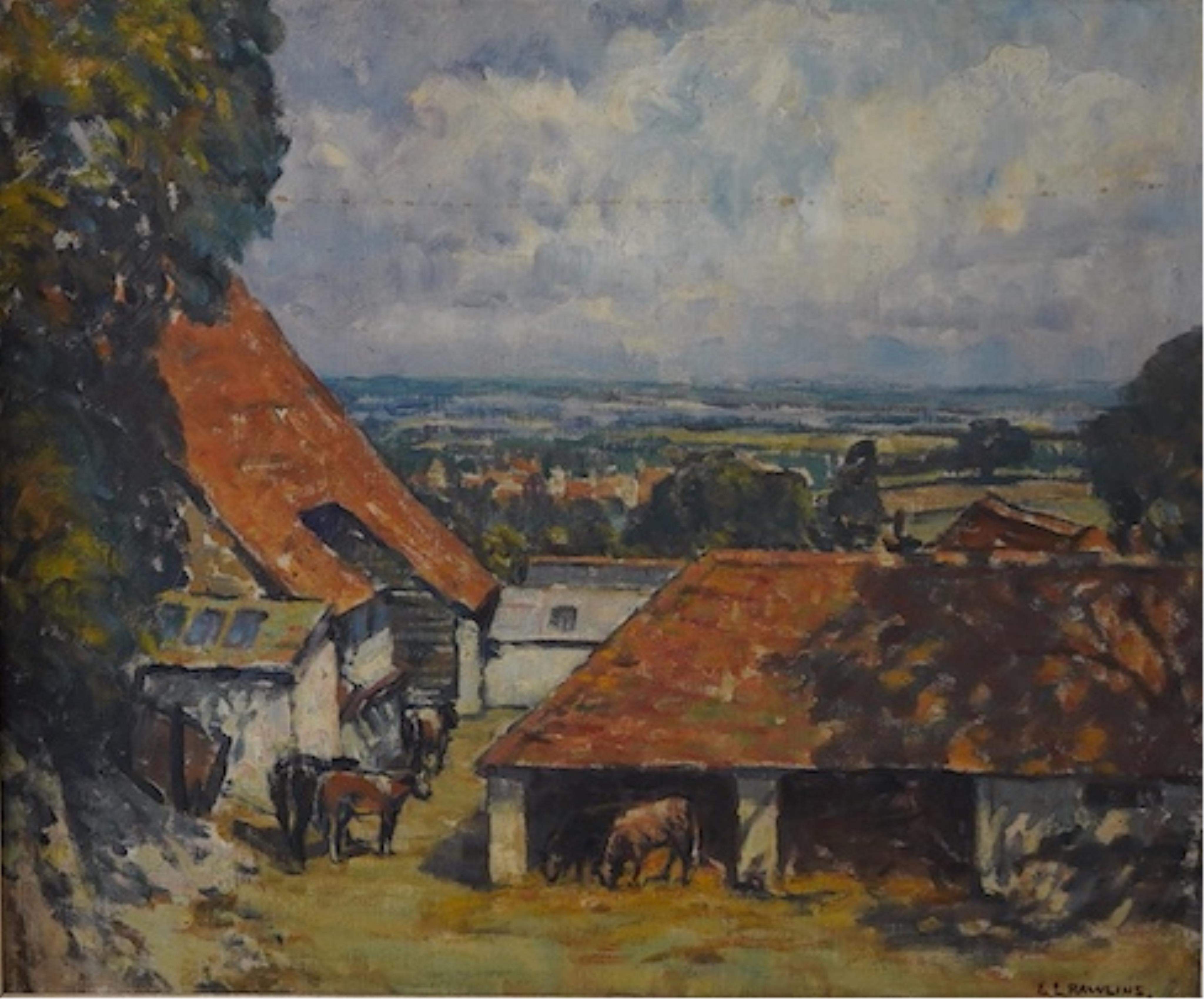 Ethel Louise Rawlins (Ditchling / Slade school, fl. 1900-1940), ‘The Mount, Ditchling’, signed, inscribed verso, local interest oil on canvas, 49 x 59cm
